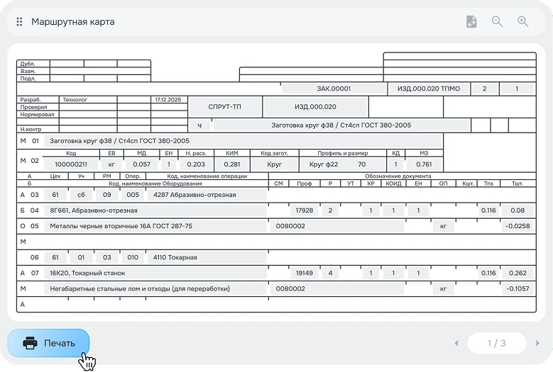 Документ технологического процесса